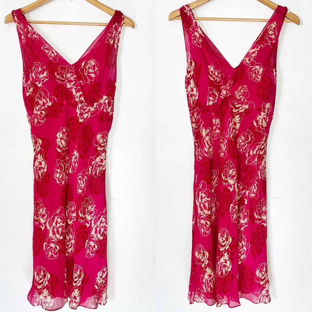 VTG 90’s Y2K Ann Taylor Silk Floral Babydoll Dress Pink Cottagecore Fairy Sz 10